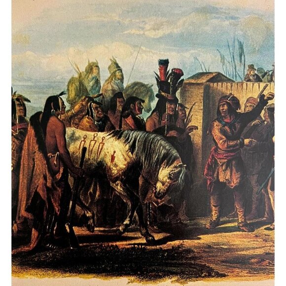 Other - Travelers Meet Minatarees Native American 1979 Old West Print Bodmer LGAD98